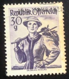 Selo postal da Áustria de 1950 Salzburg x