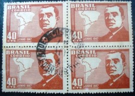 Quadra de selos do Brasil de 1947 Gonzales Videla - C 228 U