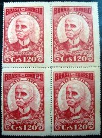 Quadra de selos postais do Brasil de 1949 Ruy Barbosa