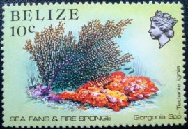 Selo postal de Belize de 1984 Sea Fan and Fire Sponge