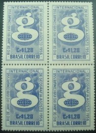 Quadra de selos postais comemorativos de 1956 - C 374 M