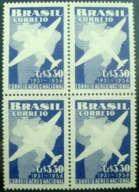 Quadra de selos postais de 1956 Correio Aéreo Nacional