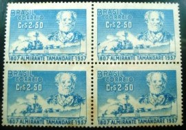 Quadra de selos postais de 1957 Almirante Tamandaré
