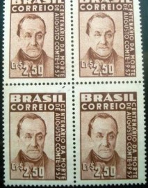 Quadra de selos postais de 1957 Augusto Conte