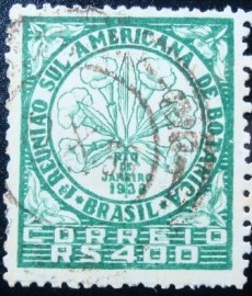 Selo postal do Brasil de 1939 Reunião Botânica - C 135 U