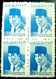 Quadra de selos postais de 1959 Presidente Sukarno - C 432 N