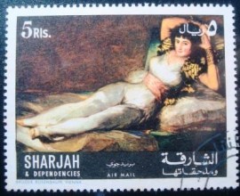 Selo postal de Sharjah de 1967 The clothed Maja