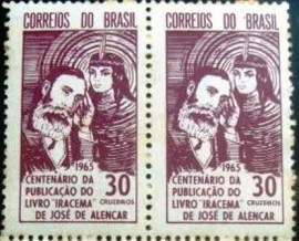 Par de selos postais do Brasil de 1965 Iracema
