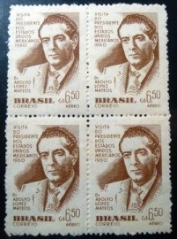 Quadra de selos postais do Brasil de 1960 Dr. Adolfo Mateos