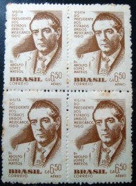 Quadra de selos postais do Brasil de 1960 Dr. Adolfo Mateos