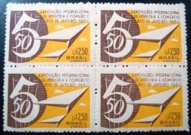 Quadra de selos postais do Brasil de 1960 Exp. Ind. e Com.