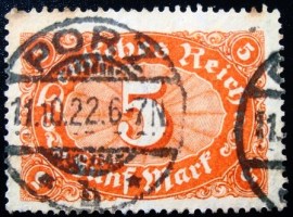 Selo postal da Alemanha Reich de 1922 Mark Numeral 5