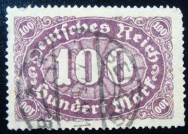 Selos postal da Alemanha de 1922 Mark Numeral 100 U