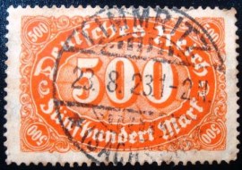 Selos postal da Alemanha Reich de 1923 Mark Numeral 500 - 251 U