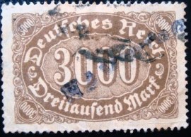 Selos postal da Alemanha Reich de 1923 Mark Numeral 3000 - U