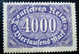 Selos postal da Alemanha Reich de 1923 Mark Numeral 4000
