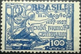 Selo postal de 1927 Cursos jurídicos 100rs -  C 19 N