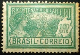 Selo postal do Brasil de 1928 Plantio Café