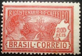 Selo postal do Brasil de 1928 Plantio de Café 200 - C22N