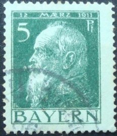 Selo postal da Alemanha Bavária de 1911 Prince Regent Luitpold 5