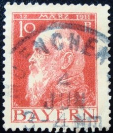 Selo postal da Alemanha Bavária de 1911 Prince Regent Luitpold 10