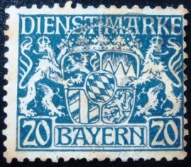 Selo postal da Alemanha Bavária de 1916 Bayern Coat of Arms 20