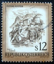 Selo postal da Áustria de 1980 Kufstein fortress
