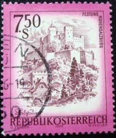 Selo postal da Áustria de 1977 Hohensalzburg Fortress