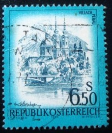 Selo postal da Áustria de 1977 Villach-Perau