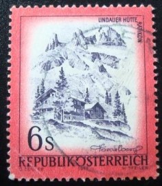 Selo postal da Áustria de 1975 Lindauer Hütte im Rätikon