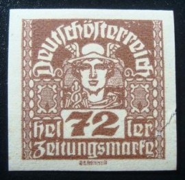 Selo postal da Áustria de 1921 Mercury 72 n