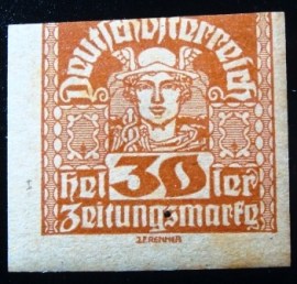 Selo postal da Áustria de 1921 Mercury 30 n