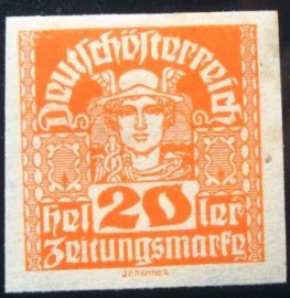 Selo postal da Áustria de 1921 Mercury 20 n