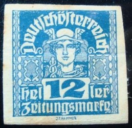Selo postal da Áustria de 1920 Mercury 12
