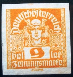 Selo postal da Áustria de 1921 Mercury 9