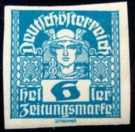 Selo postal da Áustria de 1920 Mercury 6