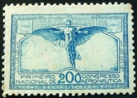 Selo postal do Brasil de 1934 Congresso Aeronáutica M
