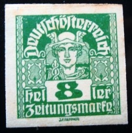 Selo postal da Áustria de 1920 Mercury 8