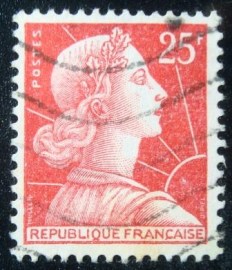 Selo postal da França 1959 Marianne de Muller 25