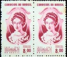 Par de selos postais do Brasil de 1962 Imperatriz Leopoldina