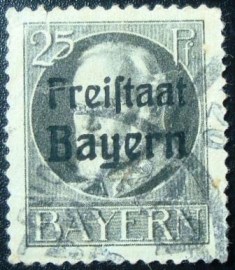 Selo postal da Alemanha Bavária de 1919 Freistaat on Ludwig III 25