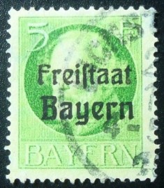 Selo postal da Alemanha Bavária de 1919 Freistaat on Ludwig III 5