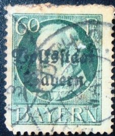 Selo postal da Alemanha Bavária de 1919 Volksstaat on Ludwig III 60