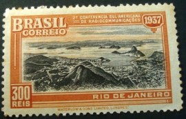 Selo postal do Brasil de 1937 Radiocomunicações 300