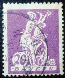 Selo postal da Alemanha Bavária 1920 Waterwheel 20 U