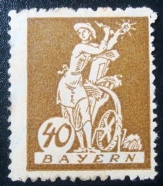 Selo postal da Alemanha Bavária 1920 Waterwheel 40