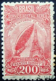 Selo Correio Aéreo do Brasil de 1933 Dirigível e Torre Eiffel