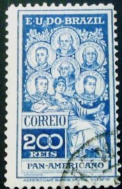 Selo postal comemortivo do Brasil de 1908 C 9 U
