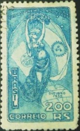Selo postal do Brasil de 1933 Visita Presidente Justo 200