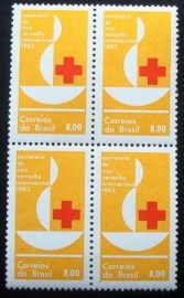Quadra de selos postais do Brasil de 1963 Cruz Vermelha